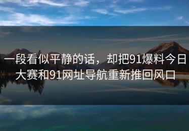 一段看似平静的话，却把91爆料今日大赛和91网址导航重新推回风口