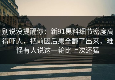 别说没提醒你：新91黑料细节密度高得吓人，把前因后果全翻了出来，难怪有人说这一轮比上次还猛
