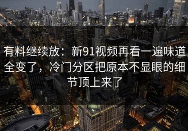 有料继续放：新91视频再看一遍味道全变了，冷门分区把原本不显眼的细节顶上来了