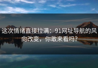 这次情绪直接拉满：91网址导航的风向改变，你敢来看吗？