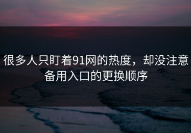 很多人只盯着91网的热度，却没注意备用入口的更换顺序