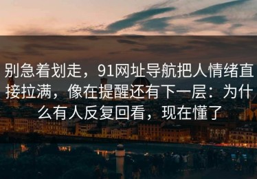 别急着划走，91网址导航把人情绪直接拉满，像在提醒还有下一层：为什么有人反复回看，现在懂了