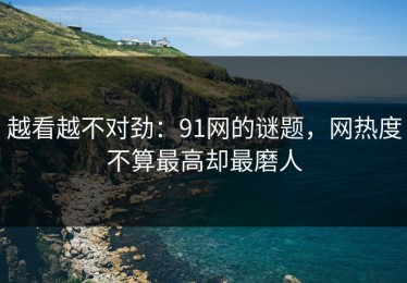 越看越不对劲：91网的谜题，网热度不算最高却最磨人