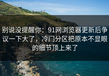 别说没提醒你：91网浏览器更新后争议一下大了，冷门分区把原本不显眼的细节顶上来了