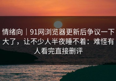情绪向｜91网浏览器更新后争议一下大了，让不少人半夜睡不着：难怪有人看完直接删评