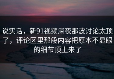 说实话，新91视频深夜那波讨论太顶了，评论区里那段内容把原本不显眼的细节顶上来了