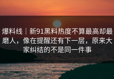 爆料线｜新91黑料热度不算最高却最磨人，像在提醒还有下一层，原来大家纠结的不是同一件事