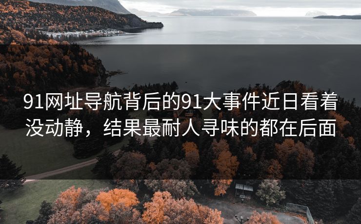 91网址导航背后的91大事件近日看着没动静,结果最耐人寻味的都在后面 91网址导航背后的91大事件近日看着没动静,结果最耐人寻味的都在后面