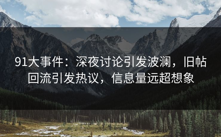 91大事件：深夜讨论引发波澜，旧帖回流引发热议，信息量远超想象