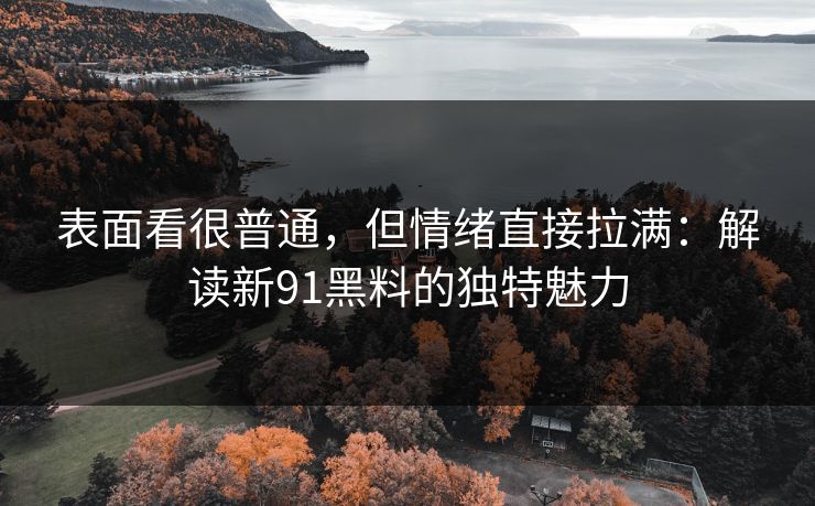 表面看很普通,但情绪直接拉满:解读新91黑料的独特魅力 表面看很普通,但情绪直接拉满:解读新91黑料的独特魅力