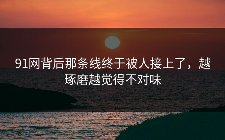 91网背后那条线终于被人接上了，越琢磨越觉得不对味