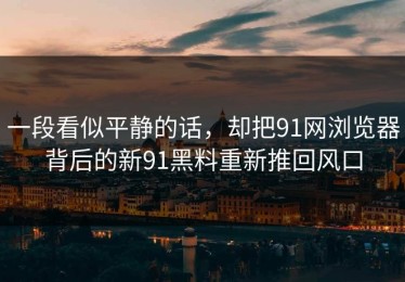 一段看似平静的话，却把91网浏览器背后的新91黑料重新推回风口