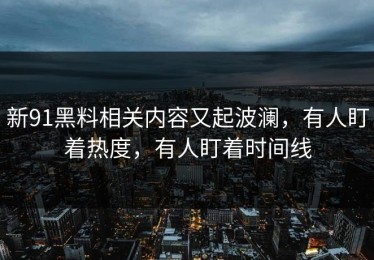 新91黑料相关内容又起波澜，有人盯着热度，有人盯着时间线