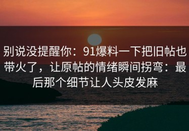 别说没提醒你：91爆料一下把旧帖也带火了，让原帖的情绪瞬间拐弯：最后那个细节让人头皮发麻