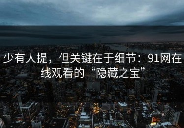 少有人提，但关键在于细节：91网在线观看的“隐藏之宝”