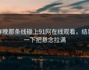 昨晚那条线碰上91网在线观看，结果一下把悬念拉满