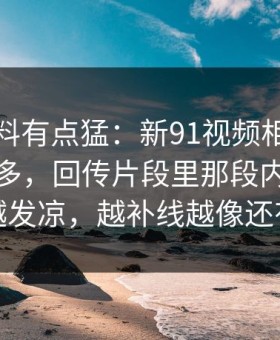 这波爆料有点猛：新91视频相关线索越扒越多，回传片段里那段内容让人越看越发凉，越补线越像还有后手