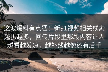 这波爆料有点猛：新91视频相关线索越扒越多，回传片段里那段内容让人越看越发凉，越补线越像还有后手