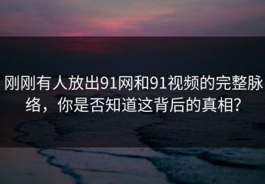 刚刚有人放出91网和91视频的完整脉络，你是否知道这背后的真相？