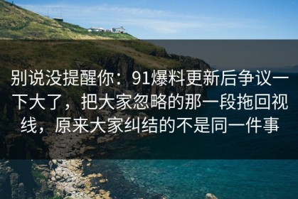 别说没提醒你：91爆料更新后争议一下大了，把大家忽略的那一段拖回视线，原来大家纠结的不是同一件事