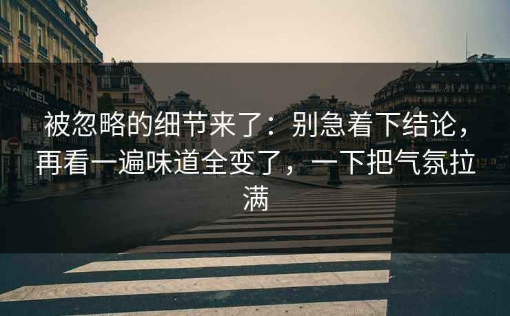 被忽略的细节来了：别急着下结论，再看一遍味道全变了，一下把气氛拉满