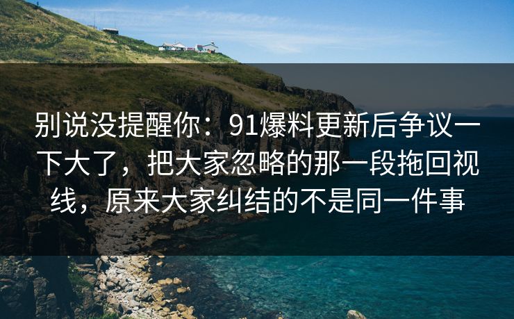 别说没提醒你：91爆料更新后争议一下大了，把大家忽略的那一段拖回视线，原来大家纠结的不是同一件事